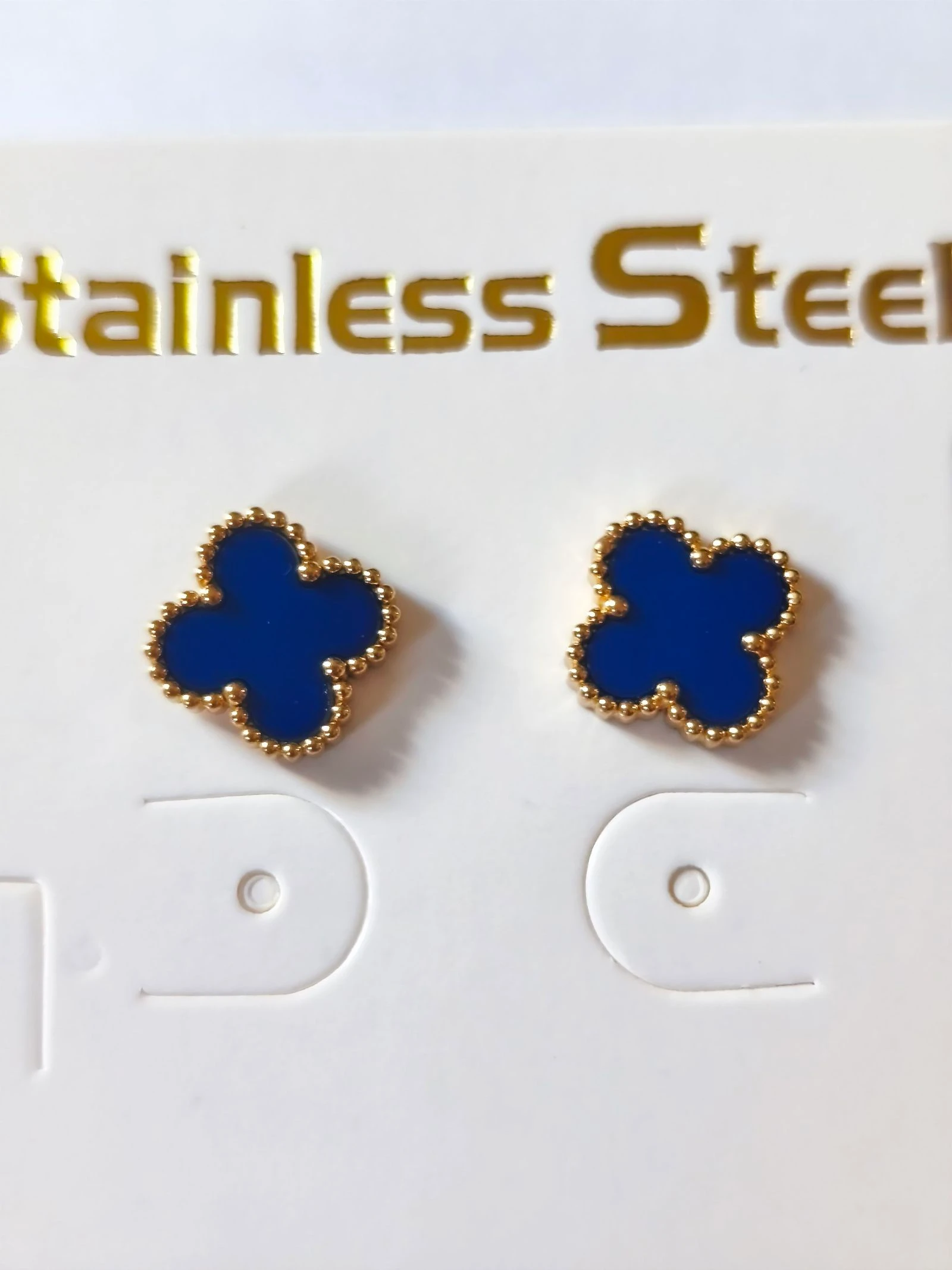 Set van trebol blauw met halsketting, armband en oorbellen met stalen ketting – photo 4